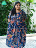 Manvi - Blue   floral cotton long COMFY  maxi for women- Label Zivara
