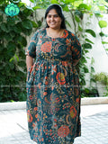 Manvi - Green    floral cotton long COMFY  maxi for women- Label Zivara