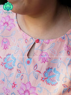 Manvi - Peach floral cotton long COMFY  maxi for women- Label Zivara