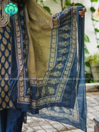 AHAANA - TEAL BLUE  OFFICE WEARS- MUL COTTON - SALWAR SUIT WITH DUPATTA - LABEL ZIVARA