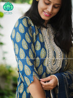 AHAANA - TEAL BLUE  OFFICE WEARS- MUL COTTON - SALWAR SUIT WITH DUPATTA - LABEL ZIVARA