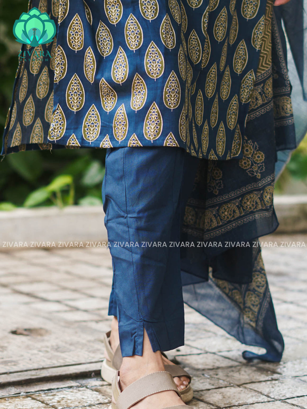 AHAANA - TEAL BLUE  OFFICE WEARS- MUL COTTON - SALWAR SUIT WITH DUPATTA - LABEL ZIVARA