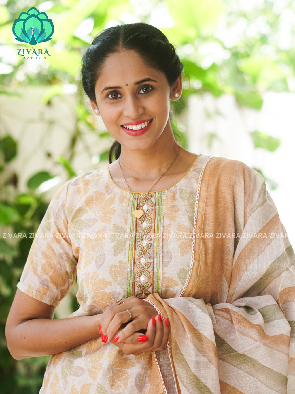 MANASA - YELLOW - Office wear HANDLOOM SEMI LINEN PATCH WORK - SALWAR SUIT WITH DUPATTA - LABEL ZIVARA