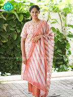 MANASA - YELLOW - Office wear HANDLOOM SEMI LINEN PATCH WORK - SALWAR SUIT WITH DUPATTA - LABEL ZIVARA