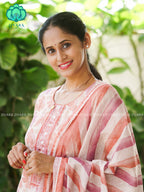 MANASA - YELLOW - Office wear HANDLOOM SEMI LINEN PATCH WORK - SALWAR SUIT WITH DUPATTA - LABEL ZIVARA