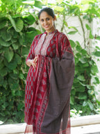 AHAANA - RED AND BLACK  OFFICE WEARS- MUL COTTON - SALWAR SUIT WITH DUPATTA - LABEL ZIVARA