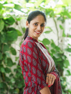 AHAANA - RED AND BLACK  OFFICE WEARS- MUL COTTON - SALWAR SUIT WITH DUPATTA - LABEL ZIVARA