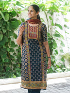 Mridula GREEN AJRAKH OFFICE WEARS- MUL COTTON - SALWAR SUIT WITH DUPATTA - LABEL ZIVARA