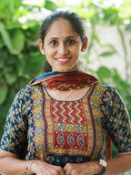 Mridula GREEN AJRAKH OFFICE WEARS- MUL COTTON - SALWAR SUIT WITH DUPATTA - LABEL ZIVARA