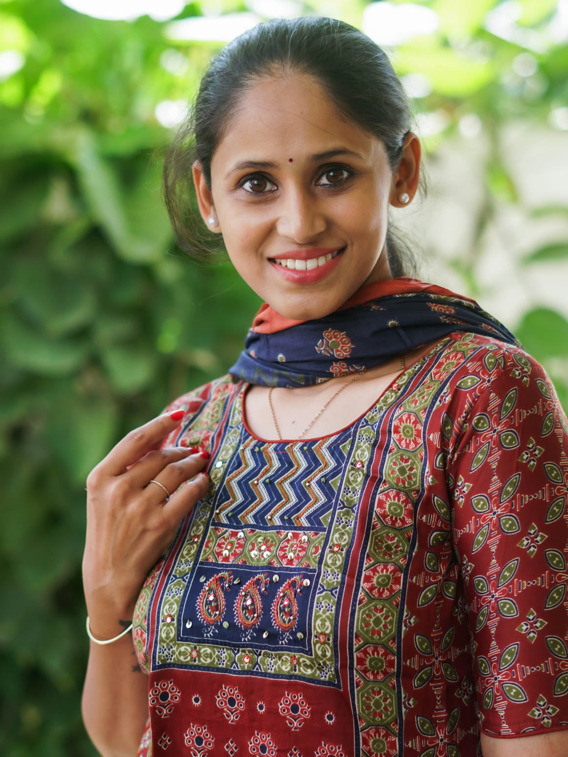Mridula - MUD BROWN AJRAKH OFFICE WEARS- MUL COTTON - SALWAR SUIT WITH DUPATTA - LABEL ZIVARA