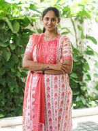 DHANYA - PEACH - Office wear HANDLOOM cotton PATCH WORK - SALWAR SUIT WITH DUPATTA - LABEL ZIVARA