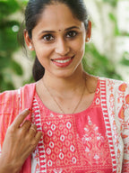 DHANYA - PEACH - Office wear HANDLOOM cotton PATCH WORK - SALWAR SUIT WITH DUPATTA - LABEL ZIVARA