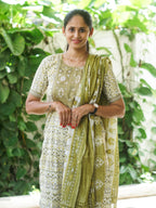 DHANYA - GREEN - Office wear HANDLOOM cotton PATCH WORK - SALWAR SUIT WITH DUPATTA - LABEL ZIVARA