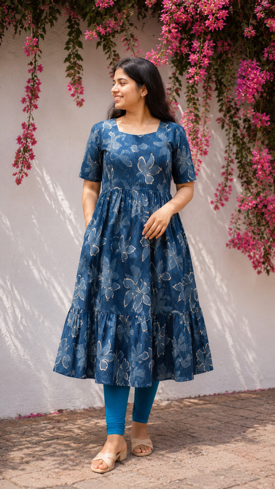 Manvi - Dark navy blue maternity comfy maxi for women - Label Zivara