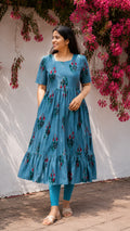 Manvi - Light sky blue maternity comfy maxi for women - Label Zivara