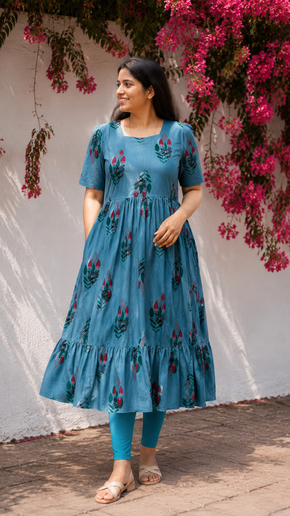 Manvi - Light sky blue maternity comfy maxi for women - Label Zivara