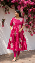 Manvi - Pink floral maternity comfy maxi for women - Label Zivara