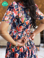 Aalia- Blue floral cotton COMFY long maxi for women- Label Zivara