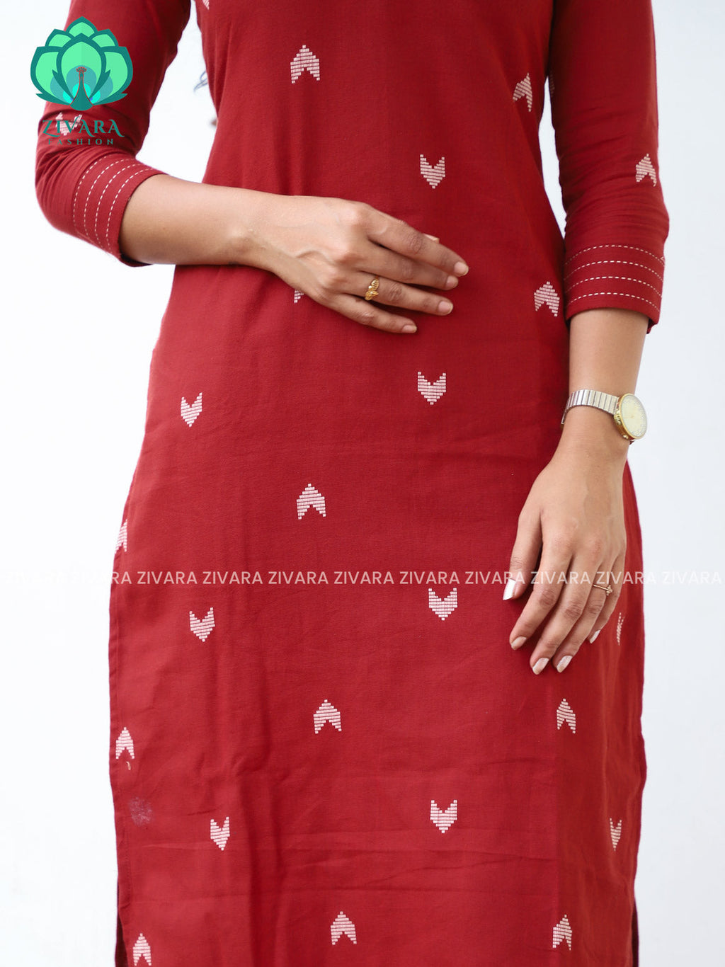 REDDISH BROWN  - Mona-  COMFY AND OFFICE WEARpure handloom cotton pre-washed Full length straight cut coord sets for women- Label Zivara