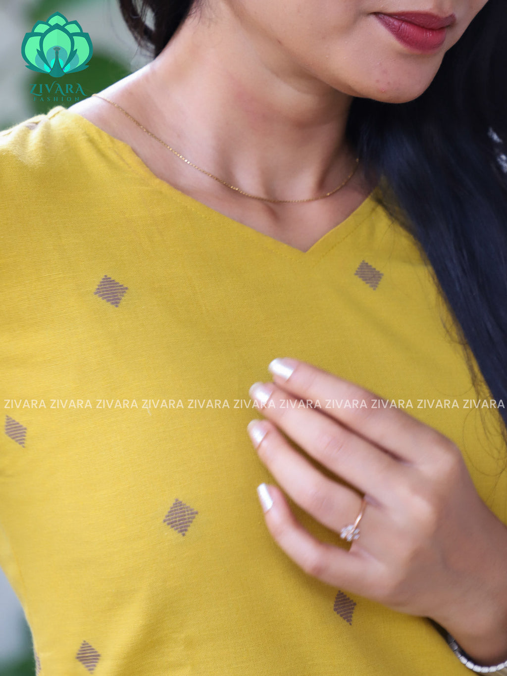 SUBTLE MUSTARD YELLOW - Mona-  COMFY AND OFFICE WEAR pure handloom cotton pre-washed Full length straight cut coord sets for women- Label Zivara