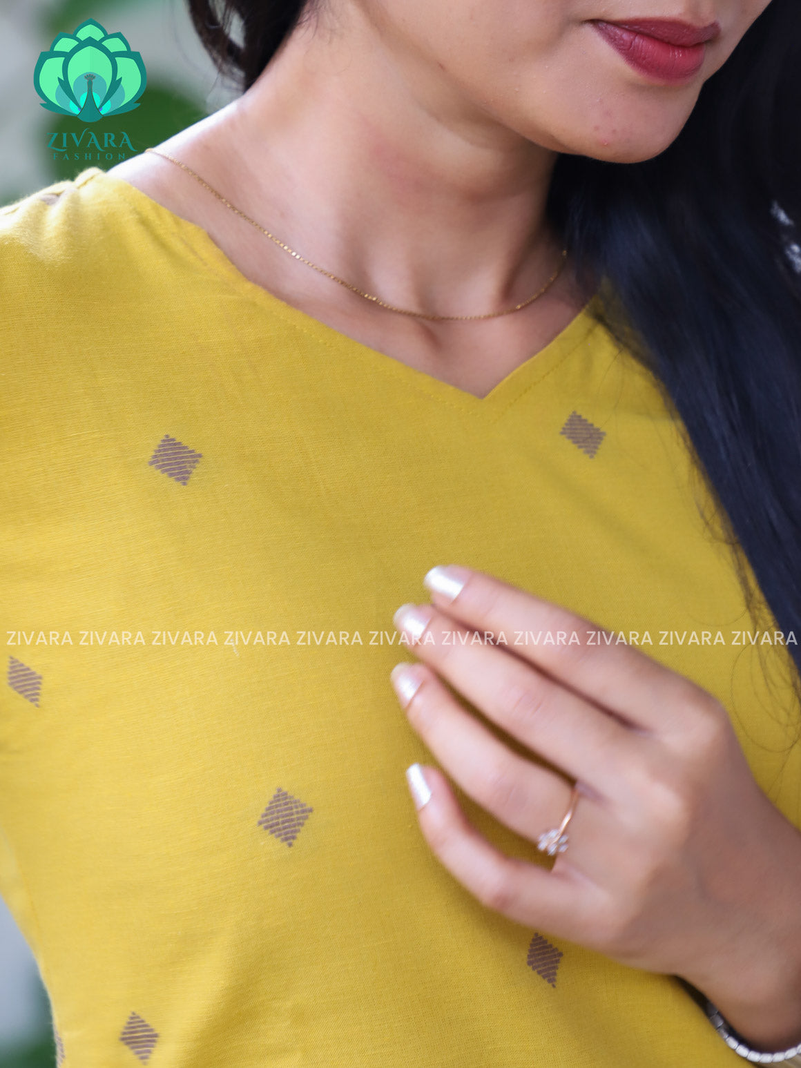 SUBTLE MUSTARD YELLOW - Mona-  COMFY AND OFFICE WEAR pure handloom cotton pre-washed Full length straight cut coord sets for women- Label Zivara