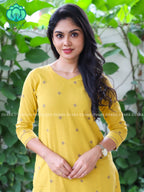 SUBTLE MUSTARD YELLOW - Mona-  COMFY AND OFFICE WEAR pure handloom cotton pre-washed Full length straight cut coord sets for women- Label Zivara