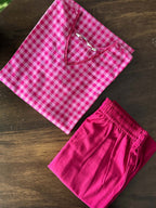 CHENNAI KATTAM - PINK - TAMIRA - COMFY AND OFFICE WEAR pure handloom cotton Full length A-LINE coord sets for women- Label Zivara