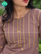 BROWN - Mona- COMFY AND OFFICE WEAR pure handloom cotton pre-washed Full length straight cut coord sets for women- Label Zivara