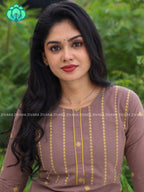 BROWN - Mona- COMFY AND OFFICE WEAR pure handloom cotton pre-washed Full length straight cut coord sets for women- Label Zivara