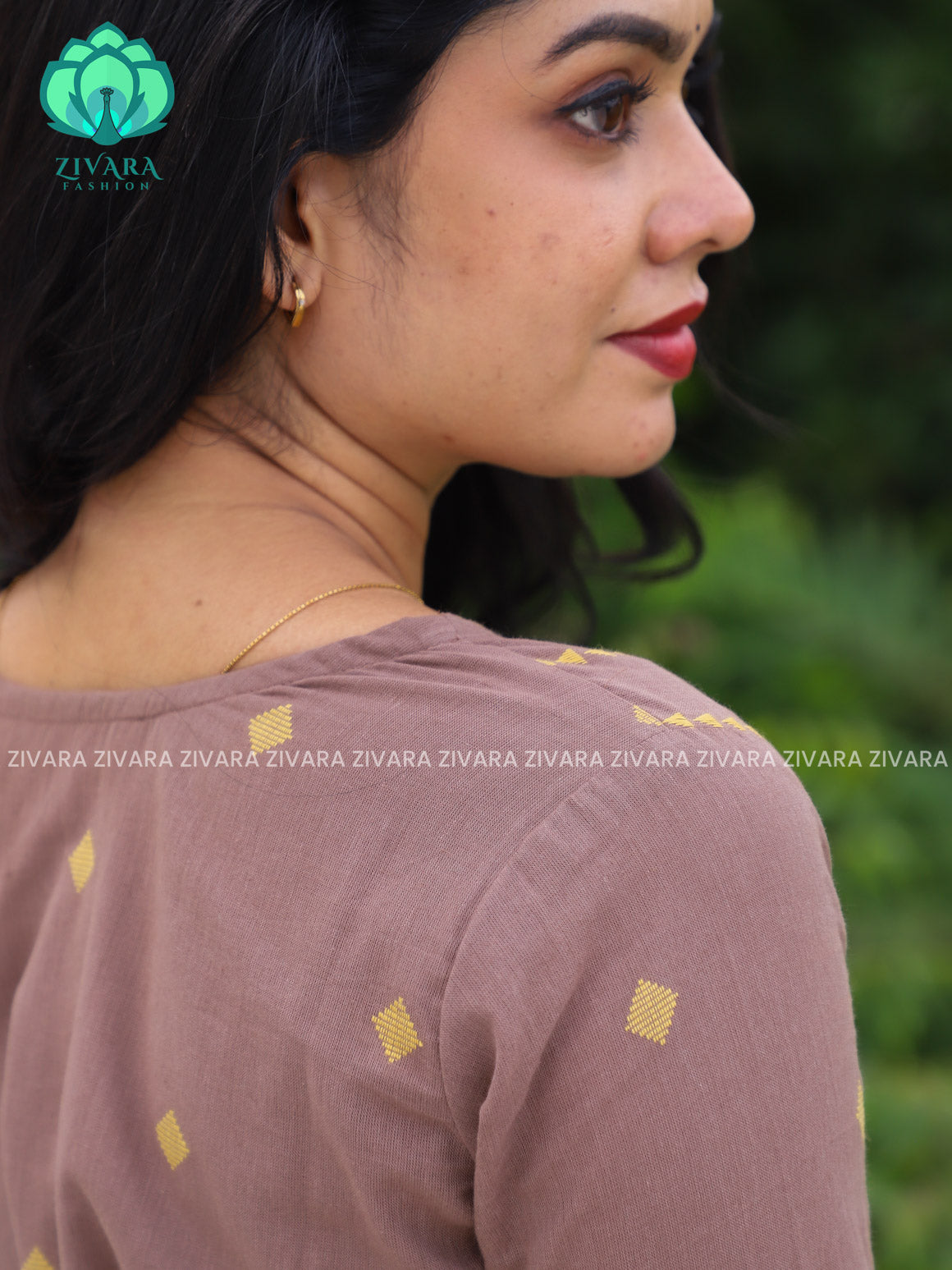 BROWN - Mona- COMFY AND OFFICE WEAR pure handloom cotton pre-washed Full length straight cut coord sets for women- Label Zivara