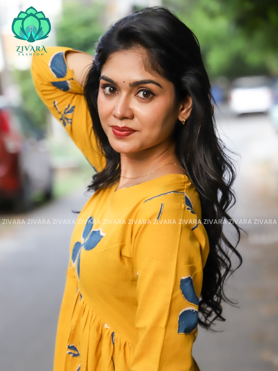 Madhu - Yellow butterfly PEPLUM  COMFY Woven cotton short office wear  for women- Label Zivara