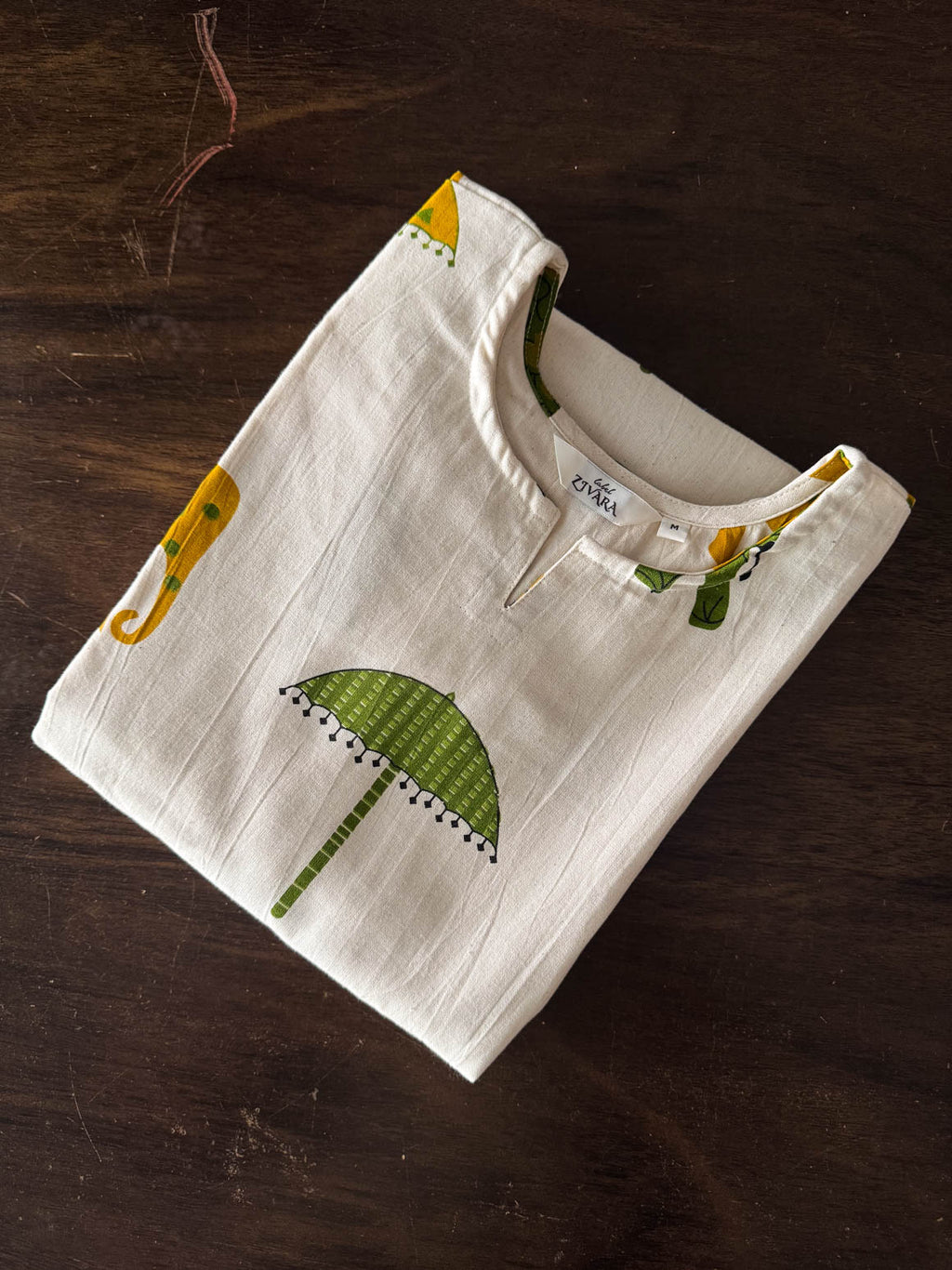 Aradhya - Elephant prints - A line kurti with pockets for office wear - Only top - LABEL ZIVARA