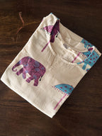 Aradhya - Elephant prints - A line kurti with pockets for office wear - only top - LABEL ZIVARA