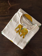 Aradhya - Elephant prints - A line kurti with pockets for office wear - only top - LABEL ZIVARA