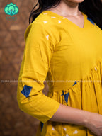 Madhu - Yellow KITE PEPLUM  COMFY Woven cotton short office wear  for women- Label Zivara
