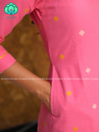 Pink - Mona- COMFY AND OFFICE WEAR pure handloom cotton pre-washed Full length straight cut coord sets for women- Label Zivara