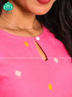Pink - Mona- COMFY AND OFFICE WEAR pure handloom cotton pre-washed Full length straight cut coord sets for women- Label Zivara