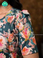 Aalia- Green floral cotton COMFY long maxi for women- Label Zivara