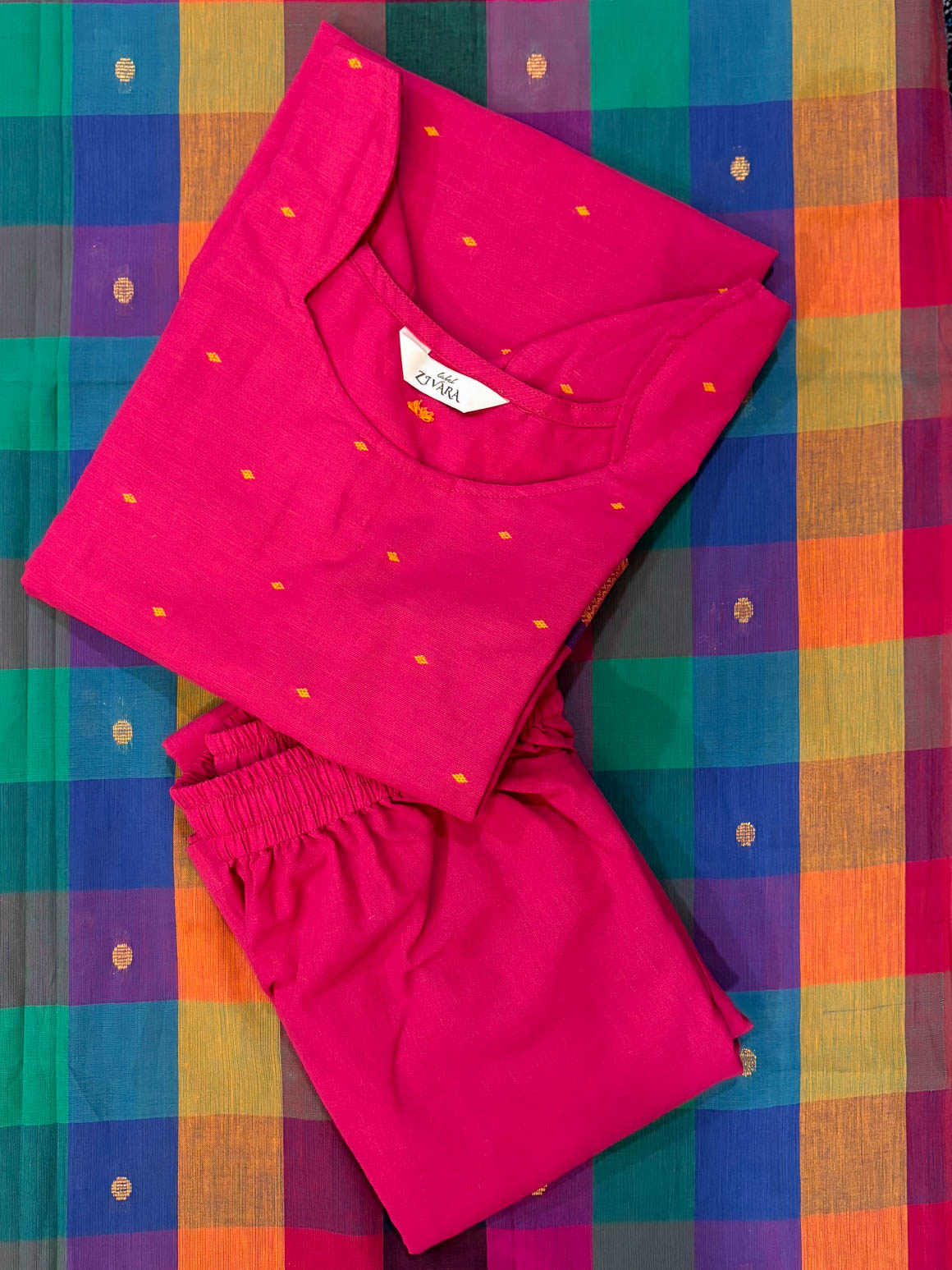 PREORDER- RANGEELA- PINK MADRAS CHECKS - HANDLOOM COTTON- SALWAR SUIT WITH DUPATTA - LABEL ZIVARA