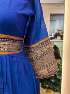 Manya -BLUE- MANAGALAGIRI COTTON - FESTIVE beautiful print long anarkali - Label Zivara