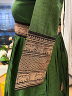 Manya -GREEN- MANAGALAGIRI COTTON - FESTIVE beautiful print long anarkali - Label Zivara