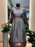 Manya -GREY- MANAGALAGIRI COTTON - FESTIVE beautiful print long anarkali - Label Zivara