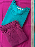 PREORDER - Punya   -BLUE AND PURPLE mangalagiri OFFICE WEARS- HANDLOOM COTTON- SALWAR SUIT WITH DUPATTA - LABEL ZIVARA