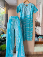 ABINAYA -  SKY BLUE - OFFICE WEARS - JAIPUR COTTON - SALWAR SUIT WITH DUPATTA - LABEL ZIVARA
