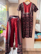 ABINAYA - BLACK AND RED - OFFICE WEARS - JAIPUR COTTON - SALWAR SUIT WITH DUPATTA - LABEL ZIVARA