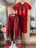 ABINAYA -  RED WITH BLACK - OFFICE WEARS - JAIPUR COTTON - SALWAR SUIT WITH DUPATTA - LABEL ZIVARA