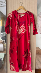 ANVI - ABSTRACT RED  - Trending print VISCOSE straight cut kurti for office wear - LABEL ZIVARA