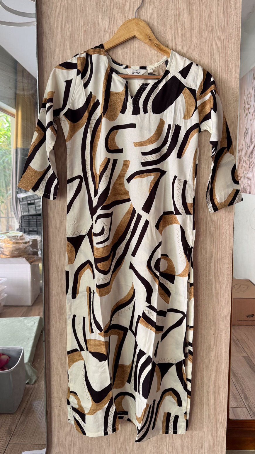 ANVI - ZEBRA - Trending print VISCOSE straight cut kurti for office wear - LABEL ZIVARA