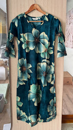 ANVI -  TEAL BLUE BLOOM FLORAL - Trending print VISCOSE straight cut kurti for office wear - LABEL ZIVARA