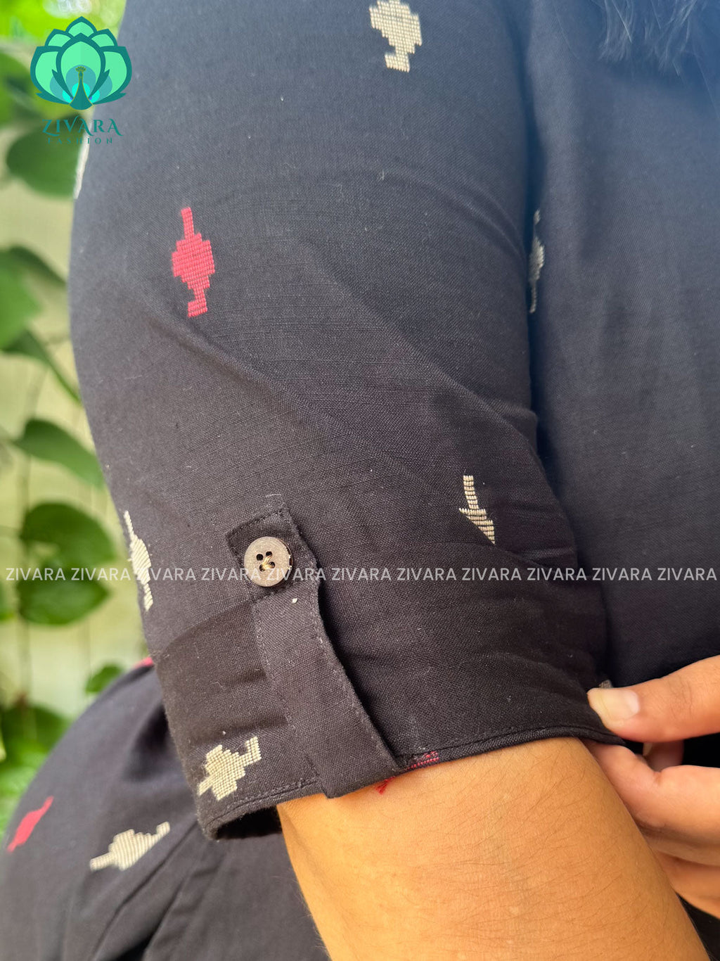 BLACK- Liya - OFFICE WEAR  Woven pure handloom rayon pre-washed Full length flared straight cut kurti for women- Label Zivara